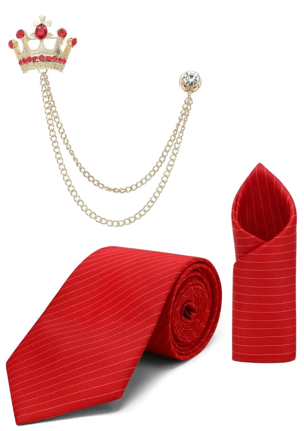 Men_Necktie,_Pocket_Square_&_Brooch_Combo_Set_Wedding,_Party_&_Formal_Wear_�_Available_in_7_Colors