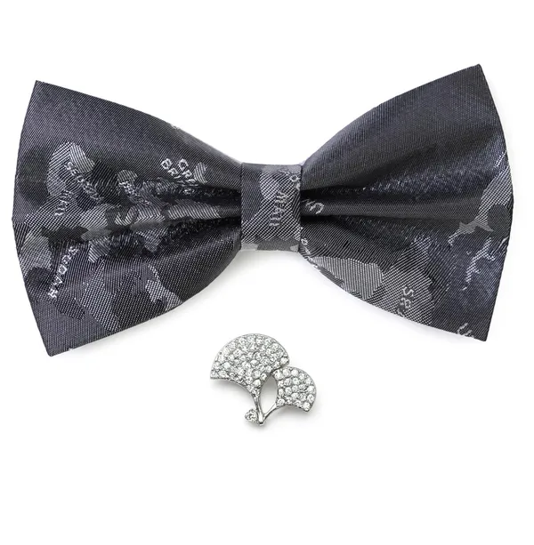 Bow_Tie_With_Brooch_Set_For_Men_World_Map_Self-Design_Fabric_Pack_of_2_Elegant_12_Colors