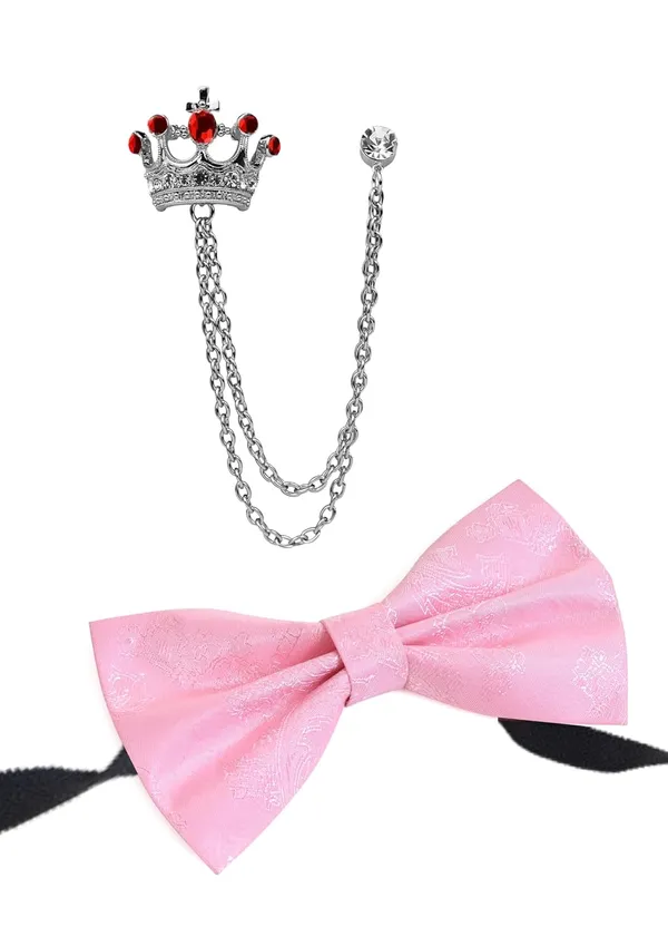 Premium_Bow_Tie_&_Crown_Brooch_Set_for_Men_�_Luxury_Jacquard_Silk_Bowtie_with_Dual_Chain_Crown_Pin_|_16_Elegant_Colors