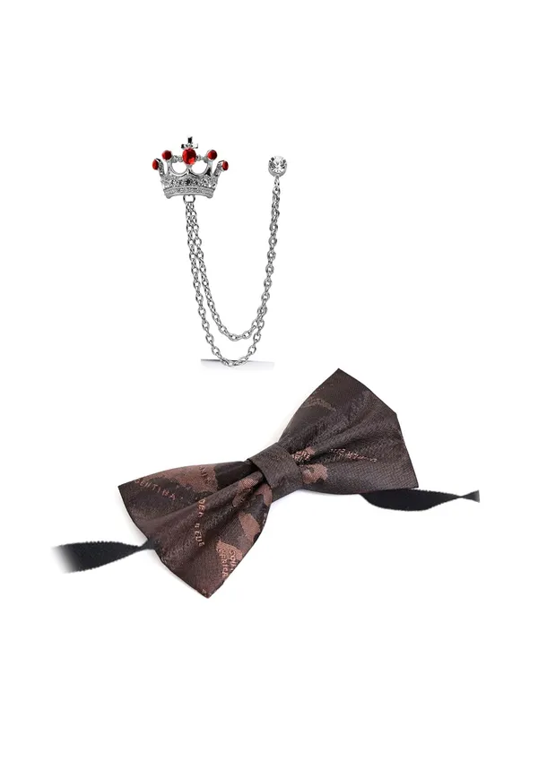 Bow_Tie_For_Men_with_Double_Chain_Taz_Brooch_Tie_World_Map_Self-Design_Formal_&_Weeding_Combo