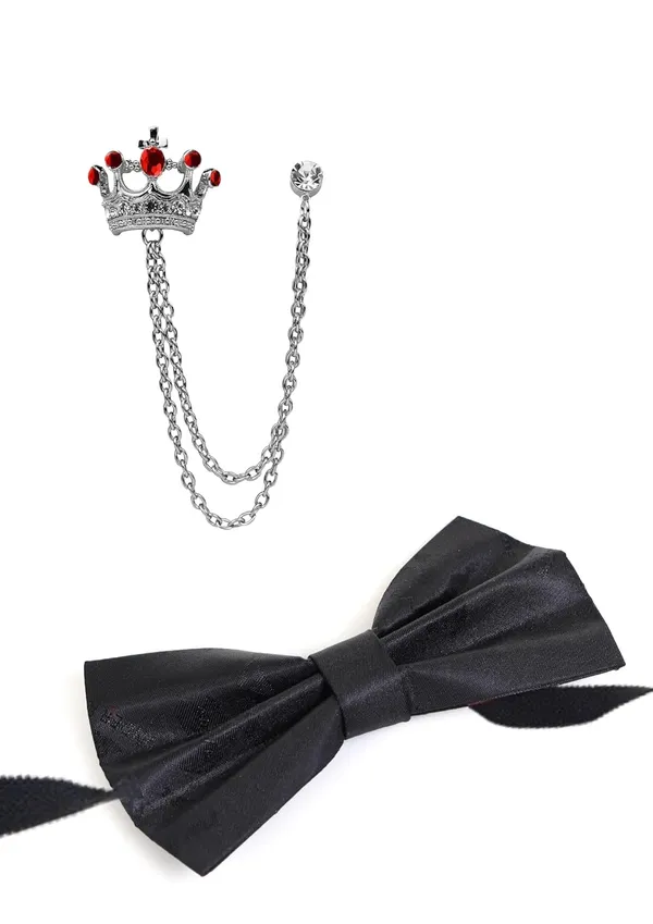 Bow_Tie_For_Men_with_Double_Chain_Taz_Brooch_Tie_World_Map_Self-Design_Formal_&_Weeding_Combo