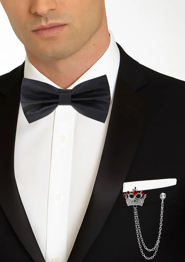 Bow_Tie_For_Men_with_Double_Chain_Taz_Brooch_Tie_World_Map_Self-Design_Formal_&_Weeding_Combo