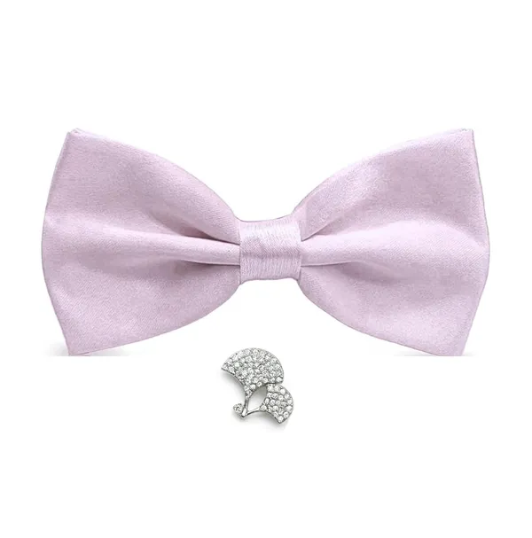 Bow_Tie_For_Men_With_Stylish_Brooch_Plain_Silk_BowTies_Pack_of_2