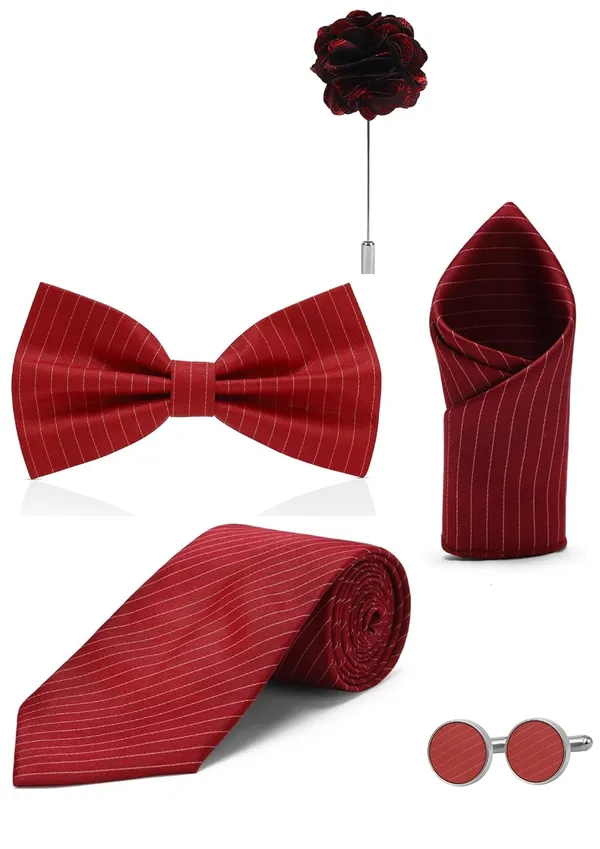 Random_Stripe_Necktie,_Bow_Tie,_Pocket_Square,_Lapel_Pin_&_Cufflinks_Formal_Wear_Accessories_(Available_in_7_Colors)