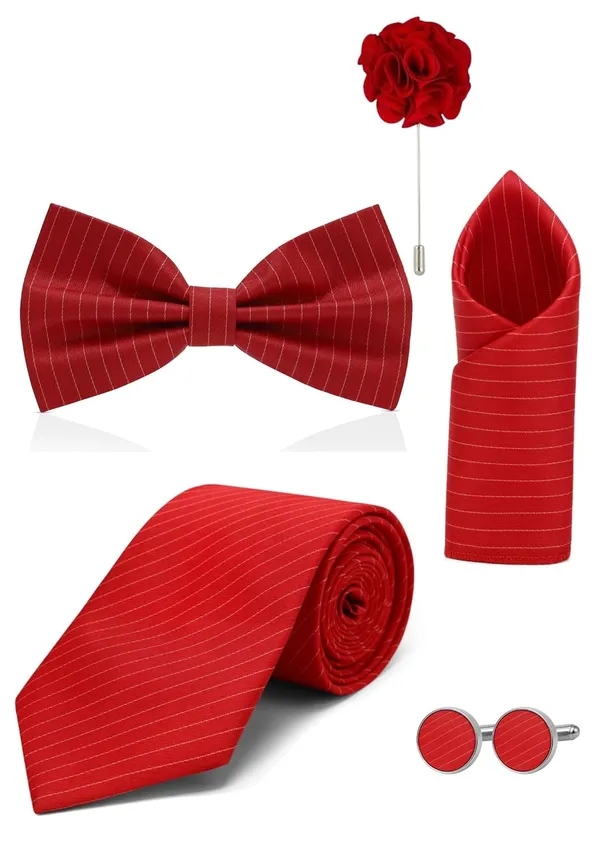 Random_Stripe_Necktie,_Bow_Tie,_Pocket_Square,_Lapel_Pin_&_Cufflinks_Formal_Wear_Accessories_(Available_in_7_Colors)