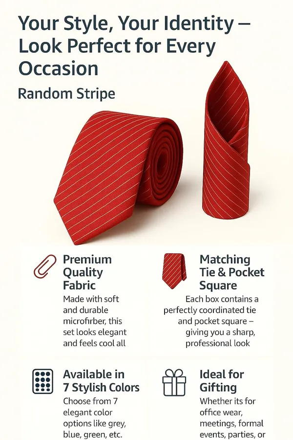 Random_Stripe_Men_Classic_Business_&_wedding_Necktie_Pocket_Square_Set_Microfiber_Fabric_(1_Tie_1_Hankey_1_Gifted_paper_box)