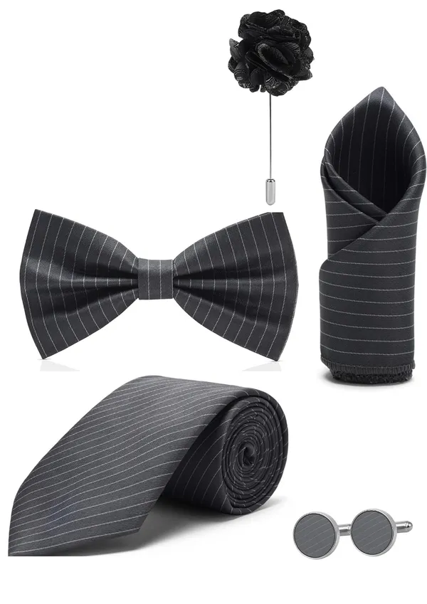 Random_Stripe_Necktie,_Bow_Tie,_Pocket_Square,_Lapel_Pin_&_Cufflinks_Formal_Wear_Accessories_(Available_in_7_Colors)