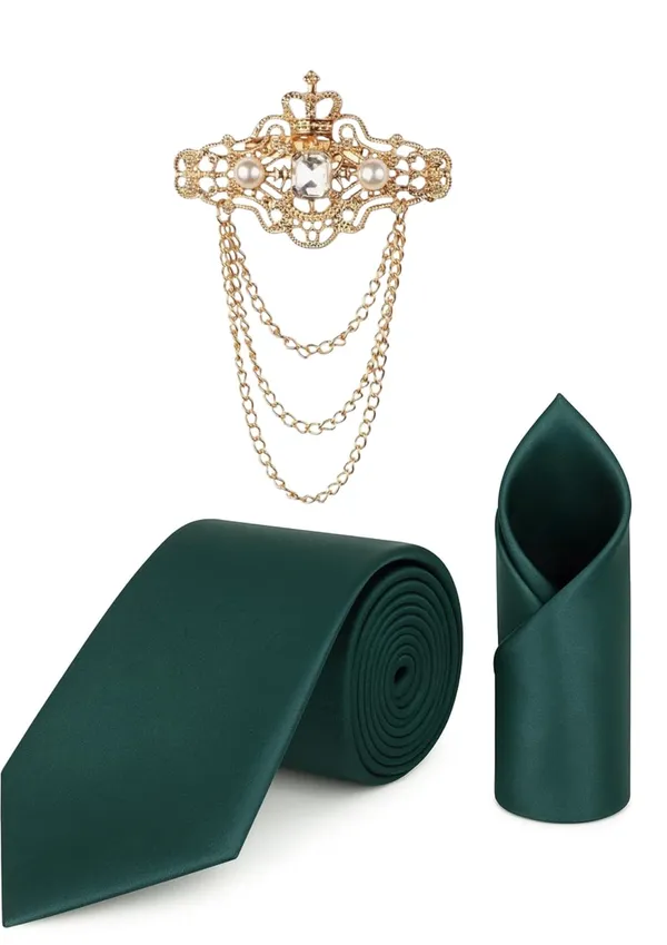 Men_Premium_Satin_Necktie_with_Matching_Pocket_Square_&_Royal_Brooch