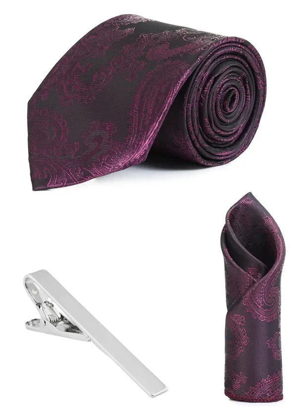 Necktie_With_Pocket_Square_&_TiePin_Silver_Plated_Jacquard_Self-Design_Stylish_Combo_Set_Available_in_16_Elegant_Colors