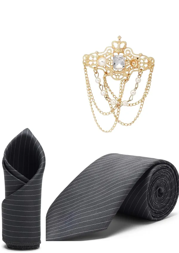 Tie_With_Stylish_Lapel_Brooch_&_Pocket_Square_Formal_Self_Lining_Combo_(3_items_in_the_Box)