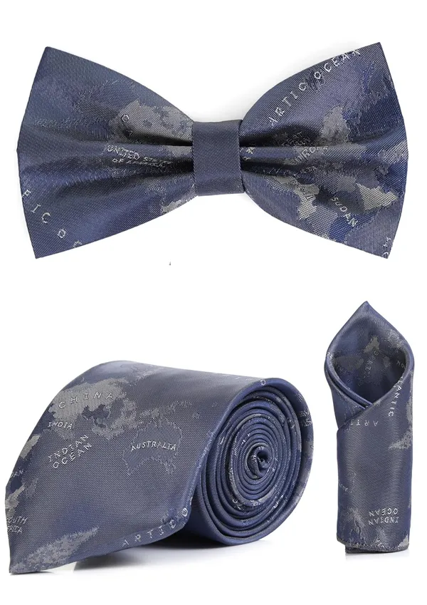 Men_Necktie,_Bow_Tie_&_Pocket_Square_Set_�_World_Map_Print_|_12_Colors_Complete_3-Piece_Set
