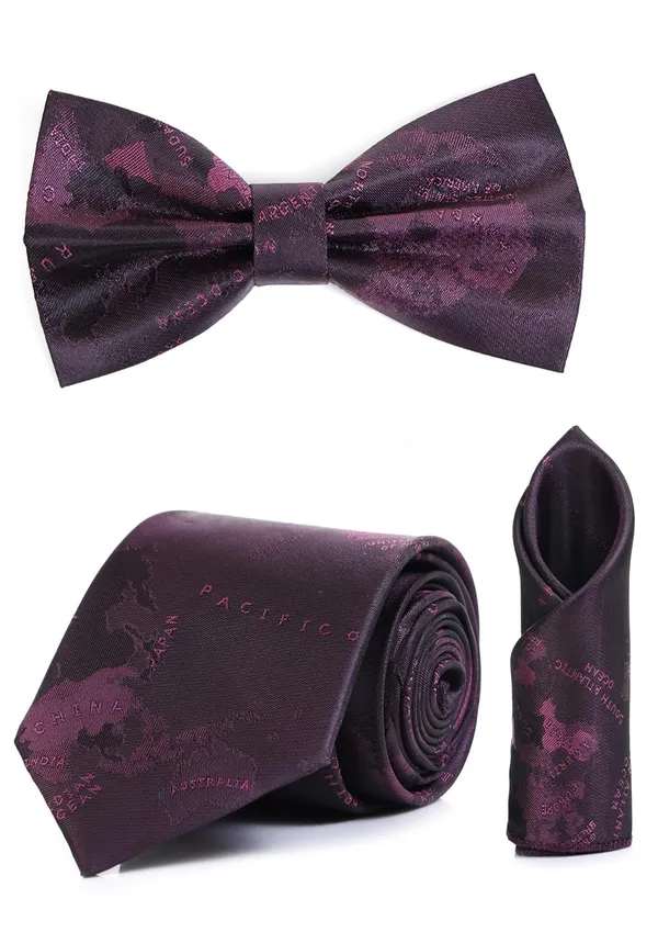 Men_Necktie,_Bow_Tie_&_Pocket_Square_Set_�_World_Map_Print_|_12_Colors_Complete_3-Piece_Set