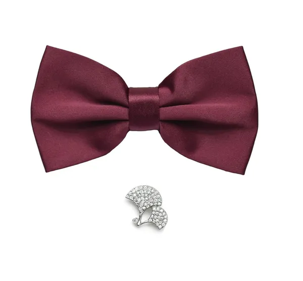 Bow_Tie_For_Men_With_Stylish_Brooch_Plain_Silk_BowTies_Pack_of_2