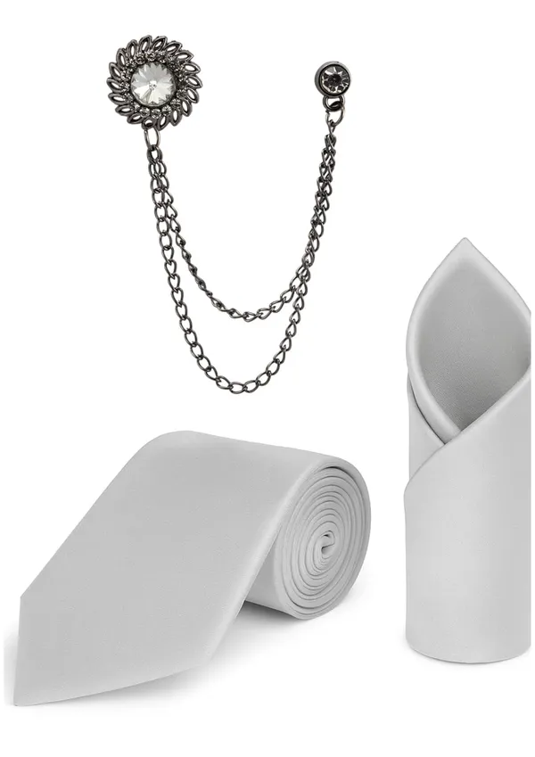 Necktie_With_Pocket_Square_&_Double_Chain_Brooch_Plain_Silk_Fabric_(Pack_of_3)