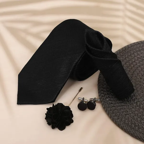 Necktie_Set_For_Men_Complete_Gift_Set_�_Includes_1_Necktie,_1_Pocket_Square,_1_Pair_of_Cufflinks_&_1_Brooch_�_all_in_matching_color.