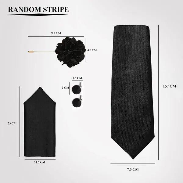 Necktie_Set_For_Men_Complete_Gift_Set_�_Includes_1_Necktie,_1_Pocket_Square,_1_Pair_of_Cufflinks_&_1_Brooch_�_all_in_matching_color.