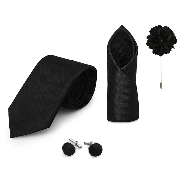 Necktie_Set_For_Men_Complete_Gift_Set_�_Includes_1_Necktie,_1_Pocket_Square,_1_Pair_of_Cufflinks_&_1_Brooch_�_all_in_matching_color.