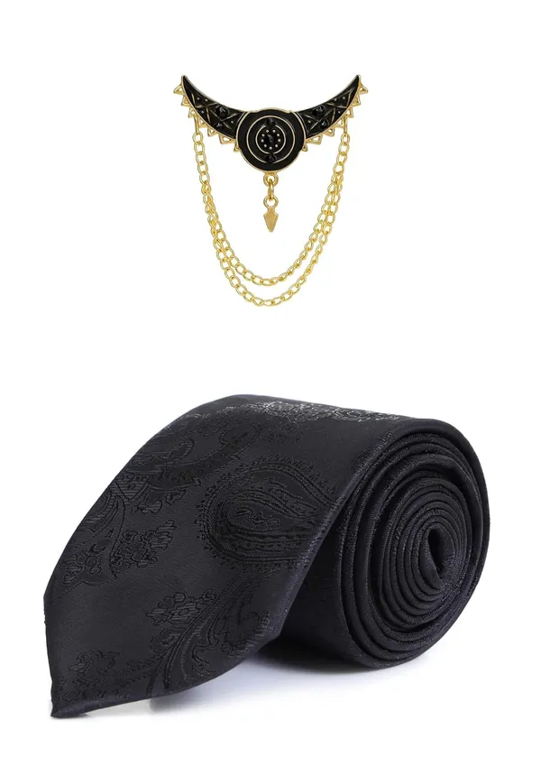Premium_Men_Necktie_with_Brooch_|_Elegant_Paisley_Design_Silk_Tie_for_Wedding_&_formal_set