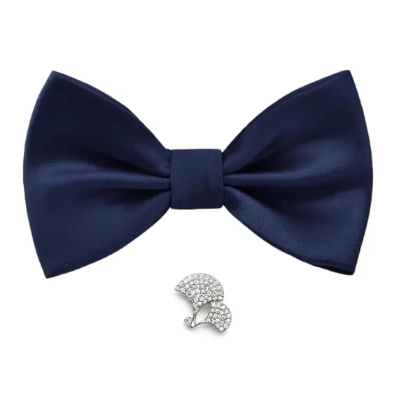 Bow_Tie_For_Men_With_Stylish_Brooch_Plain_Silk_BowTies_Pack_of_2