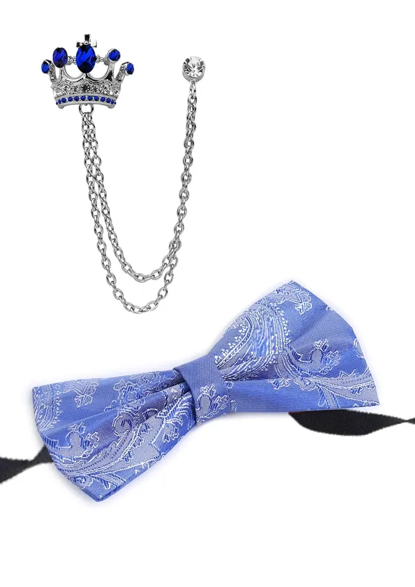 Premium_Bow_Tie_&_Crown_Brooch_Set_for_Men_�_Luxury_Jacquard_Silk_Bowtie_with_Dual_Chain_Crown_Pin_|_16_Elegant_Colors