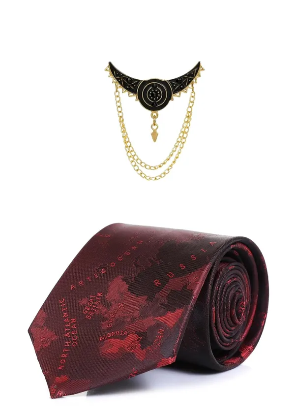 Luxury_Men_Necktie_with_Brooch_|_Premium_Maroon_Map_Pattern_Tie_for_Wedding,_Party_&_Office_|_12_Elegant_Colors