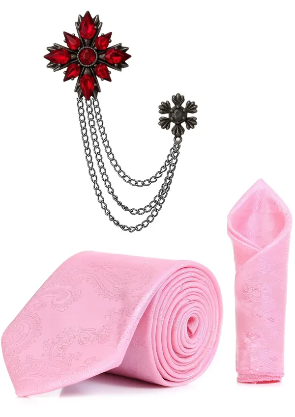 necktie_For_Men_Complete_Combo_Set_�_Stylish_necktie,_matching_pocket_square_&_premium_brooch_included.
