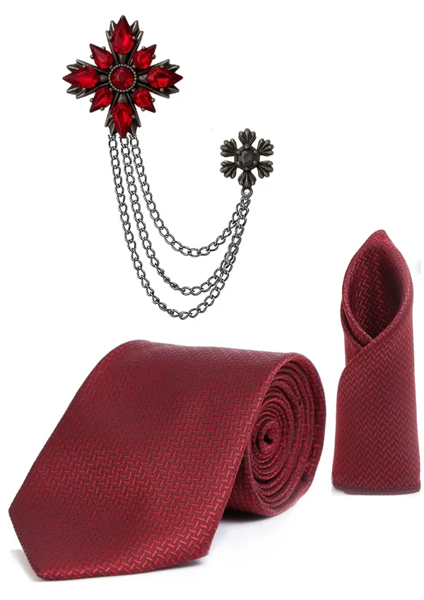 Necktie_For_Men_Complete_Combo_Set_�_Stylish_necktie,_matching_pocket_square_&_premium_brooch_included.Micro_fiber