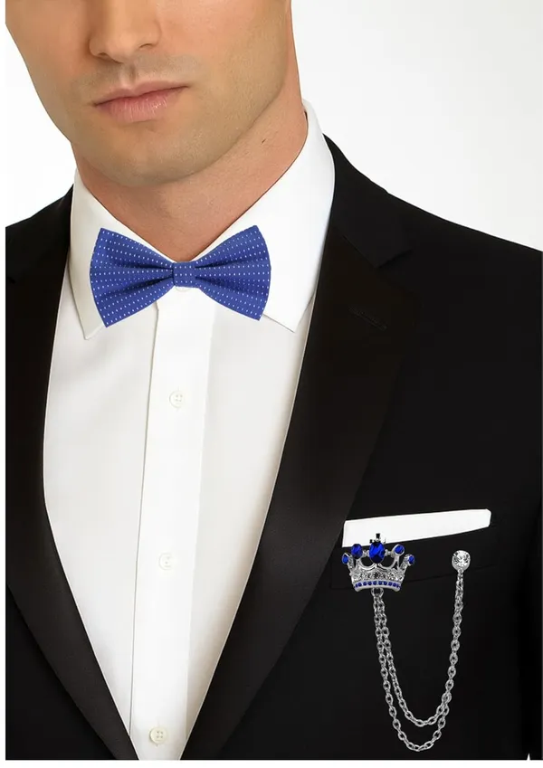 Bow_Tie_For_Men_&_Women_With_Stylish_Double_Chain_Brooch_(Pack_of_2)