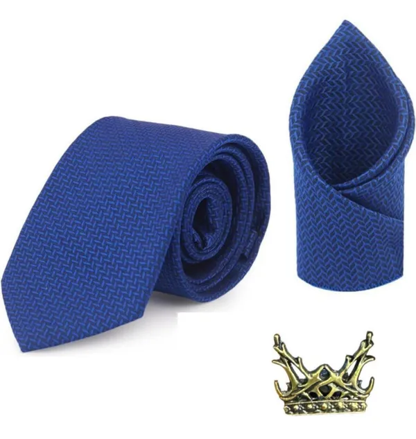 Random_Stripe_Necktie_Set_With_Pocket_Square_Lapel_Pin_Brooch_Pack_Of_3_Micro_fiber_Fabric_Self-Design_Elegant_9_Diffrent_Colors