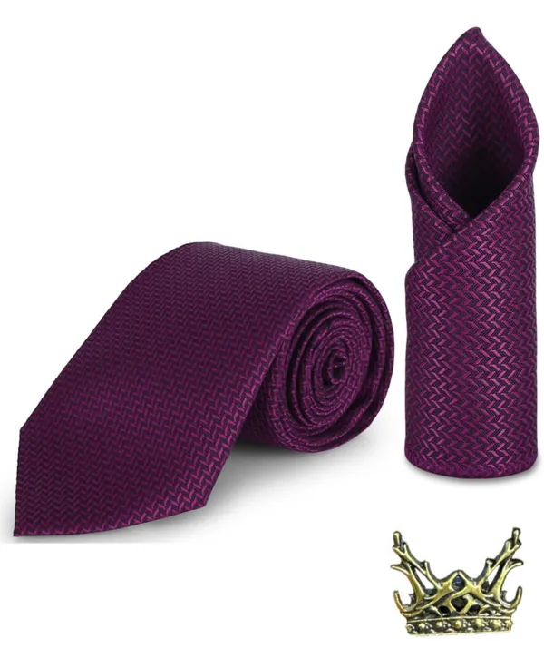 Random_Stripe_Necktie_Set_With_Pocket_Square_Lapel_Pin_Brooch_Pack_Of_3_Micro_fiber_Fabric_Self-Design_Elegant_9_Diffrent_Colors