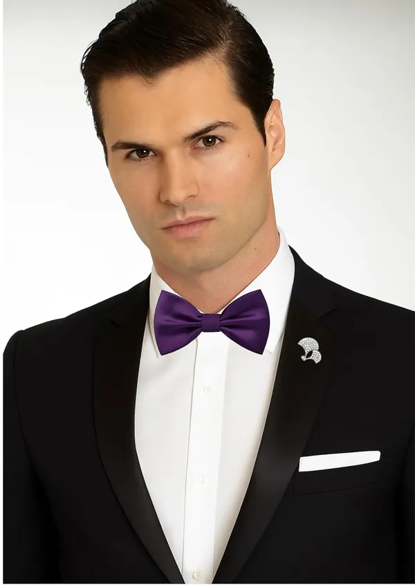 Bow_Tie_For_Men_With_Stylish_Brooch_Plain_Silk_BowTies_Pack_of_2