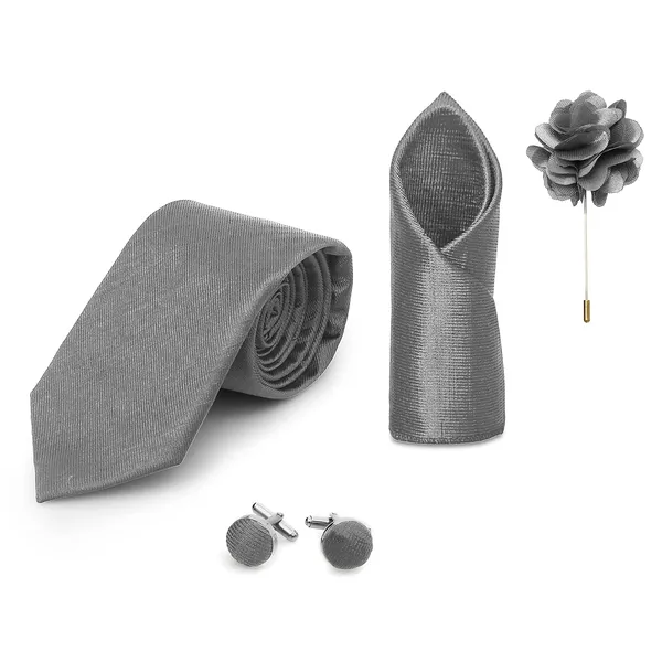 Necktie_Set_For_Men_Complete_Gift_Set_�_Includes_1_Necktie,_1_Pocket_Square,_1_Pair_of_Cufflinks_&_1_Brooch_�_all_in_matching_color.