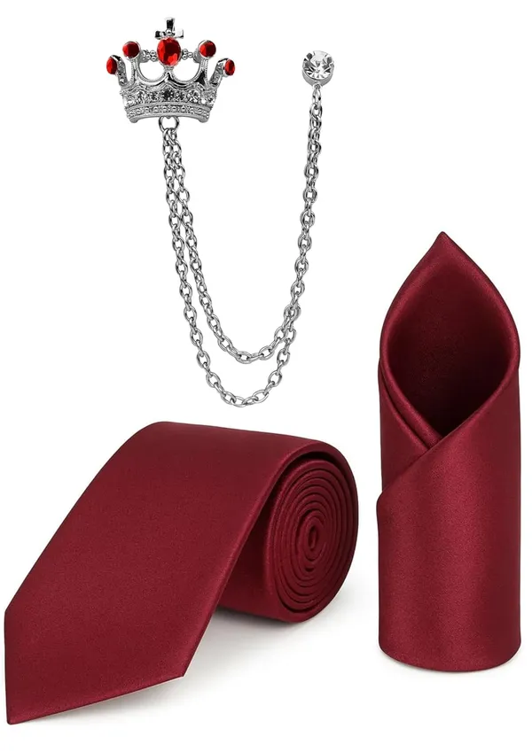 Random_Stripe_Men_Satin_Necktie,_Pocket_Square_&_Crown_Brooch_Combo_Set_Wedding,_Party_&_Formal_Wear_|_9_Colors_Available