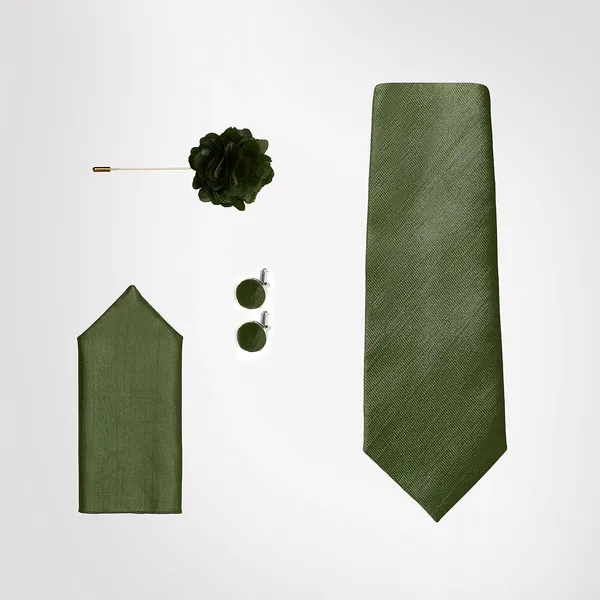 Necktie_Set_For_Men_Complete_Gift_Set_�_Includes_1_Necktie,_1_Pocket_Square,_1_Pair_of_Cufflinks_&_1_Brooch_�_all_in_matching_color.