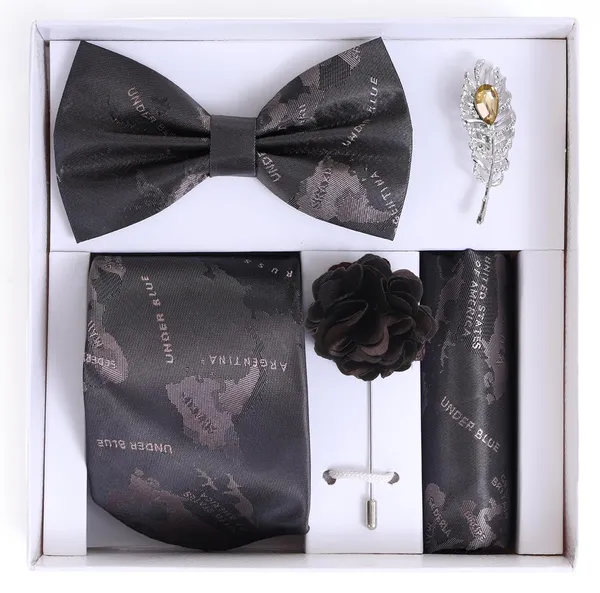 Random_Stripe_Necktie_Set_For_Men_With_Bow_Tie_&_Pocket_Square_Lapel_Pin_Flowar_(Pack_of_5)