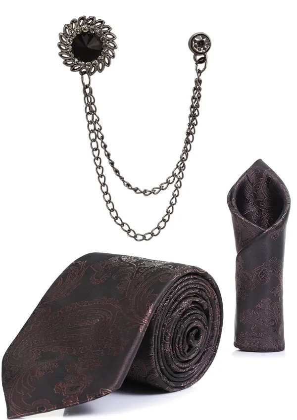 Men_Premium_Tie,_Pocket_Square_&_Brooch_Set_�_Formal,_Jacquard_Self-Design_Available_in_16_Colors
