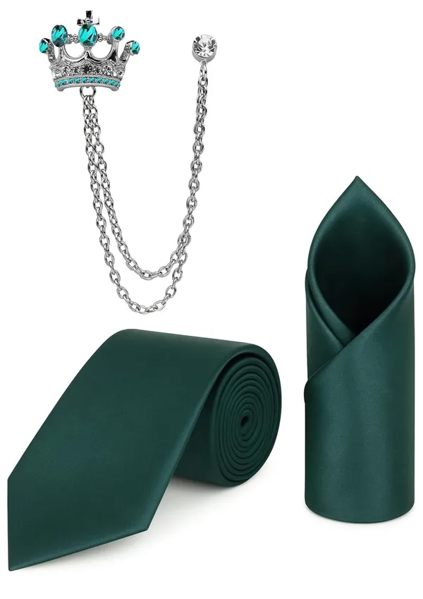 Random_Stripe_Men_Satin_Necktie,_Pocket_Square_&_Crown_Brooch_Combo_Set_Wedding,_Party_&_Formal_Wear_|_9_Colors_Available