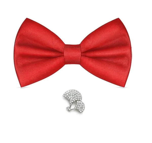 Bow_Tie_For_Men_With_Stylish_Brooch_Plain_Silk_BowTies_Pack_of_2