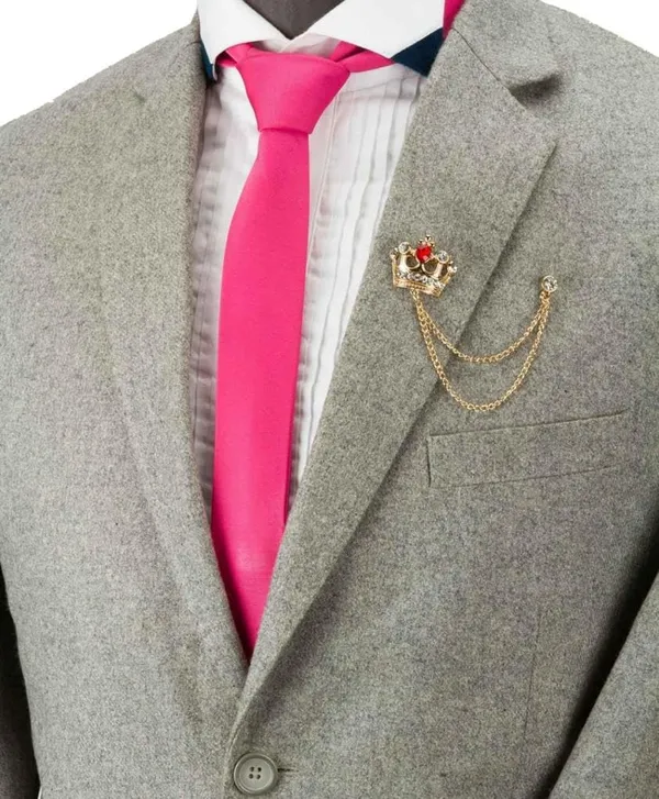Voxon_Crystal_Crown_Hanging_Chain_Brooch_Suit_Pin,Vintage_Gold_Crown_Brooch,Suit_Stud,Shirt_Studs,Lapel_Pin_Accessories_for_Men_Women_(Pack_of_2)