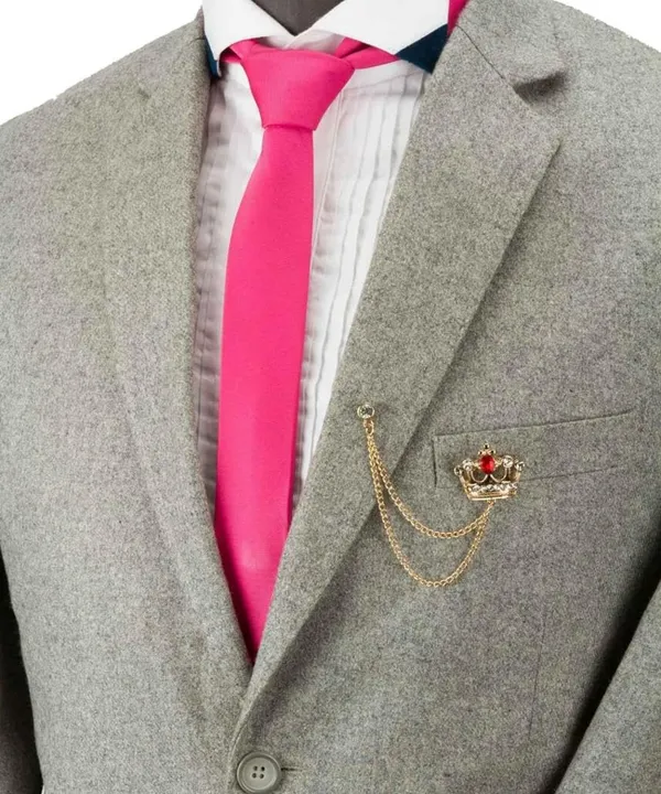 Voxon_Crystal_Crown_Hanging_Chain_Brooch_Suit_Pin,Vintage_Gold_Crown_Brooch,Suit_Stud,Shirt_Studs,Lapel_Pin_Accessories_for_Men_Women_(Pack_of_2)
