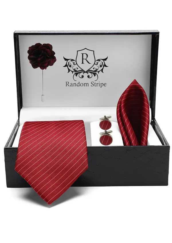 Random_Stripe_Necktie_For_Men_Lining_Micro_Fiber_Fabric_Pack_of_4_Available_in_7_Vibrant_Colors