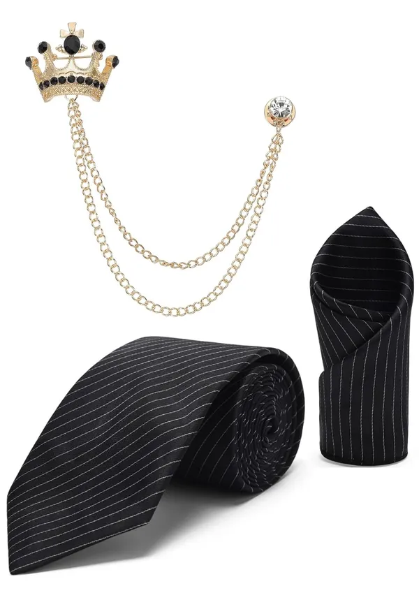Men_Necktie,_Pocket_Square_&_Brooch_Combo_Set_Wedding,_Party_&_Formal_Wear_�_Available_in_7_Colors