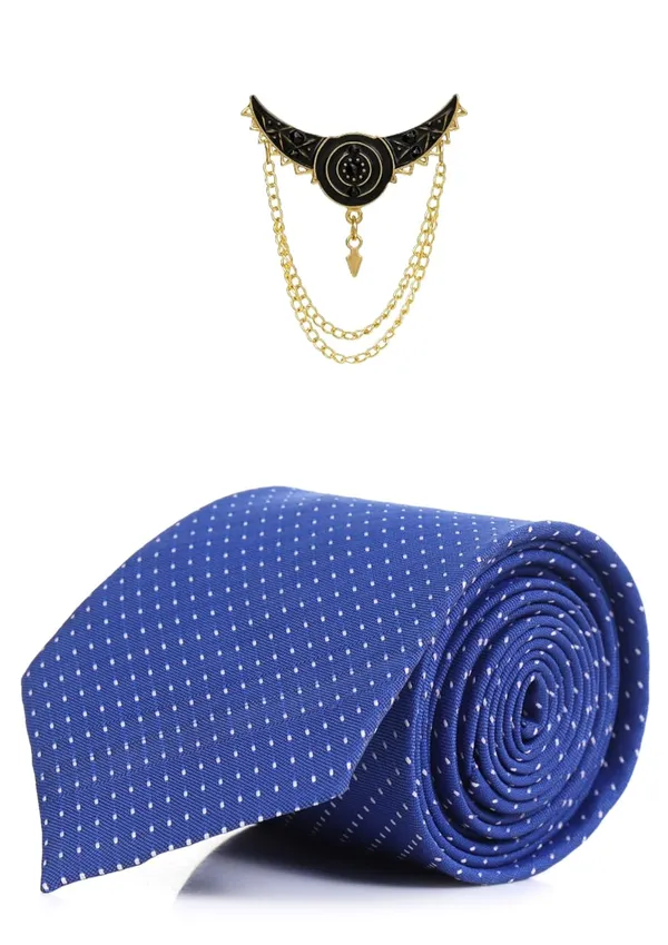 Premium_Men_Necktie_with_Brooch_|_Black_Dotted_Silk_Tie_for_Wedding,_Party_&_Office_Wear_|_9_Elegant_Colors