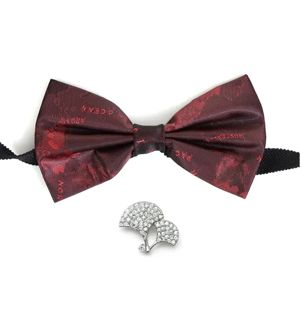 Bow_Tie_With_Brooch_Set_For_Men_World_Map_Self-Design_Fabric_Pack_of_2_Elegant_12_Colors