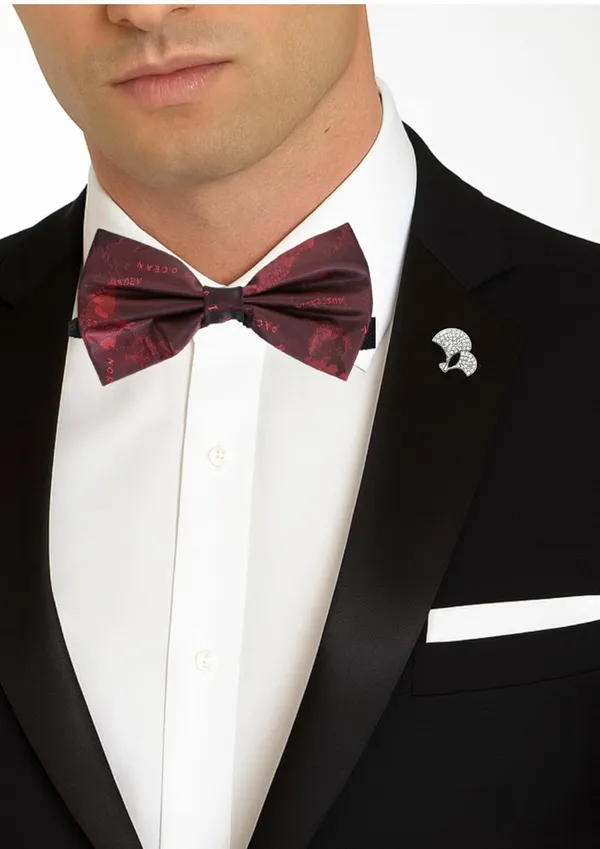 Bow_Tie_With_Brooch_Set_For_Men_World_Map_Self-Design_Fabric_Pack_of_2_Elegant_12_Colors