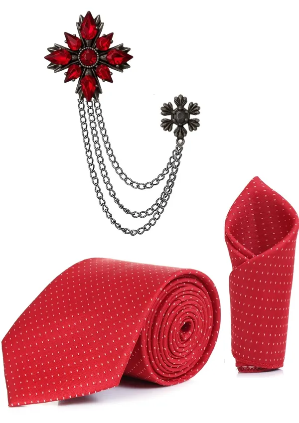 Necktie_For_Men_Complete_Combo_Set_�_Stylish_necktie,_matching_pocket_square_&_premium_brooch_included_Polka-Dots_Tie