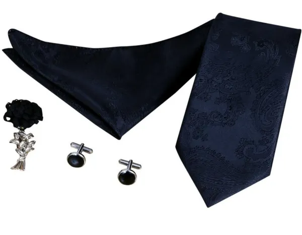 Random_Stripe_Mens_Tie_Set_Solid_Paisley_Silk_Striped_Necktie_for_Men_with_Cufflinks_Tie_and_Pocket_Square_set_(Pack_of_4)