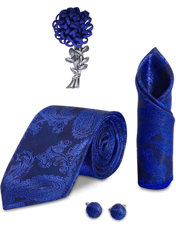 Random_Stripe_Mens_Tie_Set_Solid_Paisley_Silk_Striped_Necktie_for_Men_with_Cufflinks_Tie_and_Pocket_Square_set_(Pack_of_4)