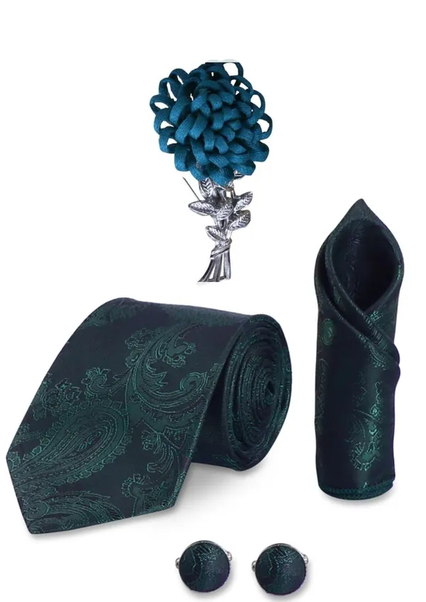 Random_Stripe_Mens_Tie_Set_Solid_Paisley_Silk_Striped_Necktie_for_Men_with_Cufflinks_Tie_and_Pocket_Square_set_(Pack_of_4)