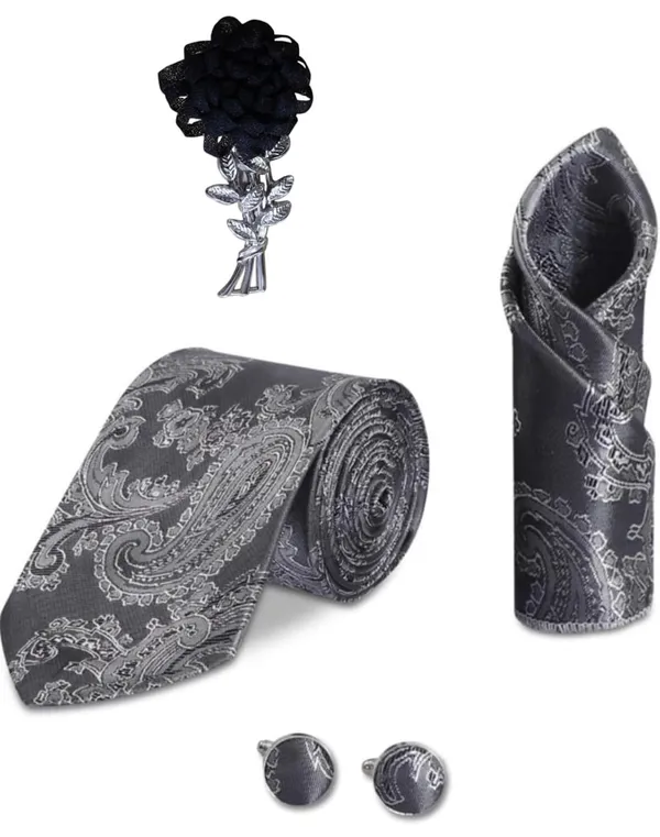 Random_Stripe_Mens_Tie_Set_Solid_Paisley_Silk_Striped_Necktie_for_Men_with_Cufflinks_Tie_and_Pocket_Square_set_(Pack_of_4)